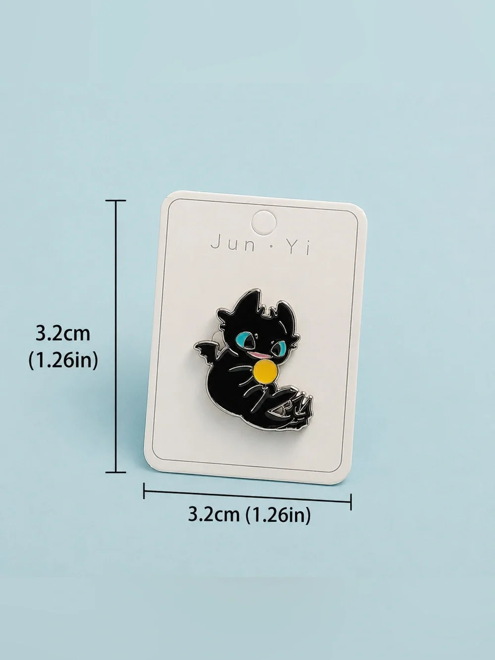 Cute Black Fantasy Dragon Enamel Pin with Golden Orb – Gothic Creature Lapel Pin